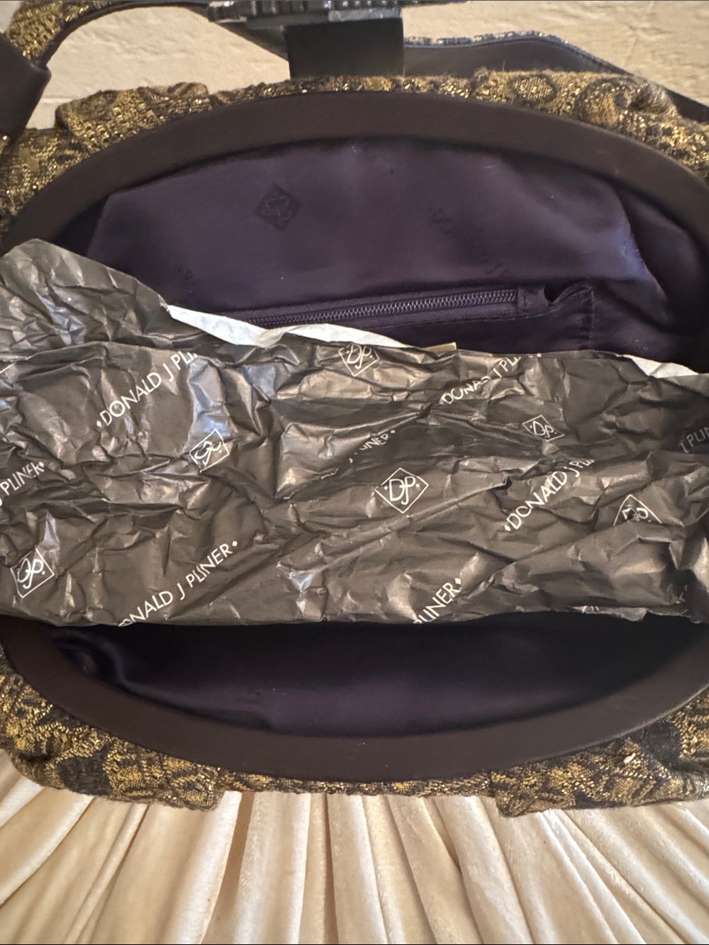Donald J. Pliner metallic brocade pattern structured bag - Picture 7 of 10